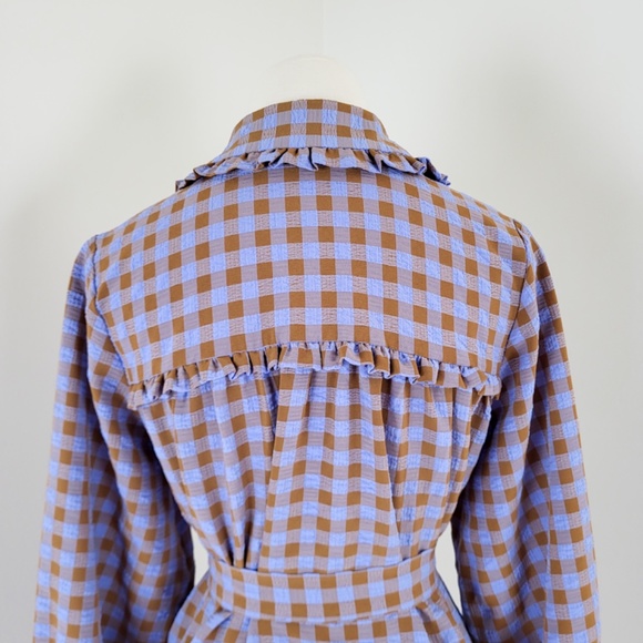 Vintage Periwinkle and Brown Checkered Mini Dress - Picture 8 of 14
